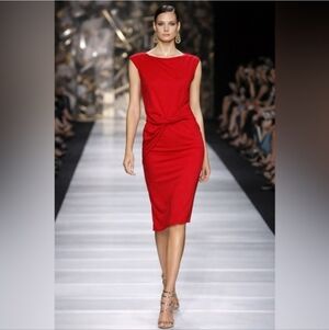 HALTIN FRONT KNOT RED DRESS NWT